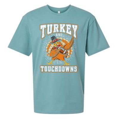 Thanksgiving Turkey and Touchdowns Football Sueded Cloud Jersey T-Shirt