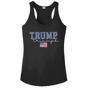 Trump Triumph American Flag Stars 2024 Winner Maga Victory Ladies PosiCharge Competitor Racerback Tank