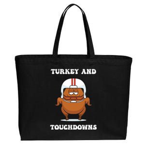 Thanksgiving Turkey And Touchdowns Football Gift Cotton Canvas Jumbo Tote