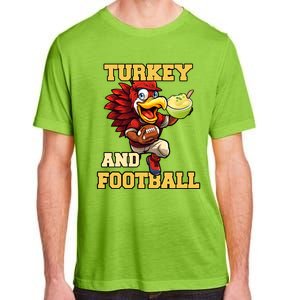 Thanksgiving Turkey And Football Season Funny Turkey Dinner Gift Adult ChromaSoft Performance T-Shirt