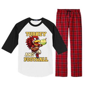 Thanksgiving Turkey And Football Season Funny Turkey Dinner Gift Raglan Sleeve Pajama Set