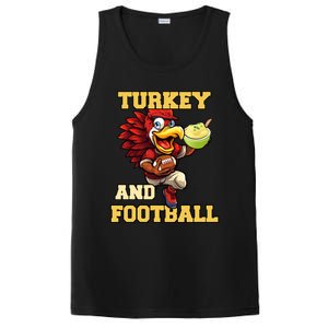 Thanksgiving Turkey And Football Season Funny Turkey Dinner Gift PosiCharge Competitor Tank