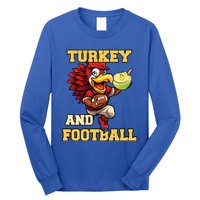 Thanksgiving Turkey And Football Season Funny Turkey Dinner Gift Long Sleeve Shirt