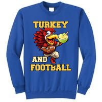 Thanksgiving Turkey And Football Season Funny Turkey Dinner Gift Sweatshirt