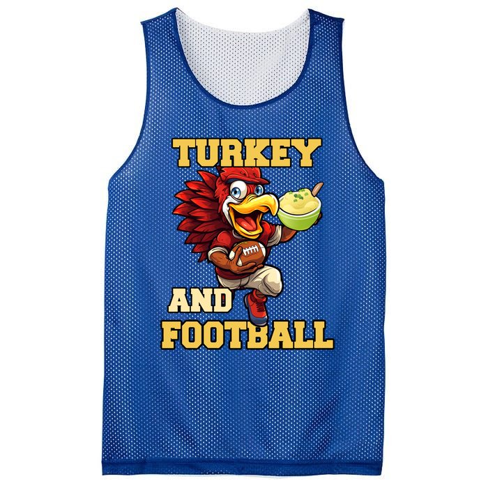 Thanksgiving Turkey And Football Season Funny Turkey Dinner Gift Mesh Reversible Basketball Jersey Tank