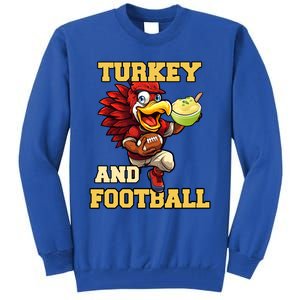 Thanksgiving Turkey And Football Season Funny Turkey Dinner Gift Tall Sweatshirt