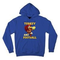 Thanksgiving Turkey And Football Season Funny Turkey Dinner Gift Tall Hoodie