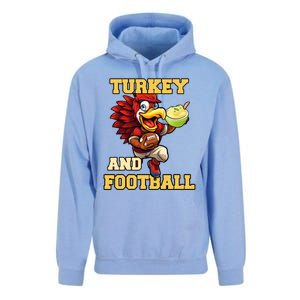 Thanksgiving Turkey And Football Season Funny Turkey Dinner Gift Unisex Surf Hoodie