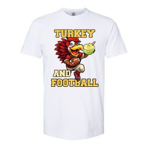 Thanksgiving Turkey And Football Season Funny Turkey Dinner Gift Softstyle CVC T-Shirt