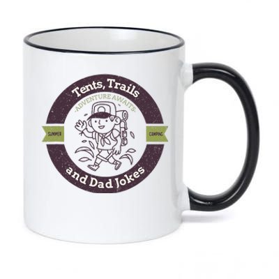 Tents Trails And Dad Jokes Camping Dad Gift 11oz Black Color Changing Mug