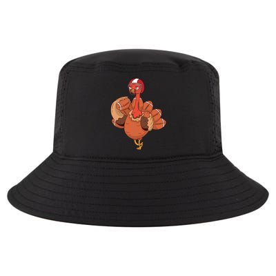 Thanksgiving Turkey And Touchdowns Football Design Gift Cool Comfort Performance Bucket Hat