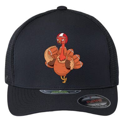 Thanksgiving Turkey And Touchdowns Football Design Gift Flexfit Unipanel Trucker Cap