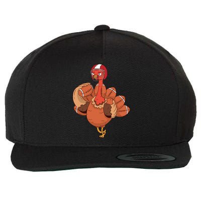 Thanksgiving Turkey And Touchdowns Football Design Gift Wool Snapback Cap