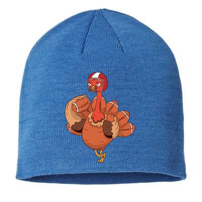 Thanksgiving Turkey And Touchdowns Football Design Gift Sustainable Beanie