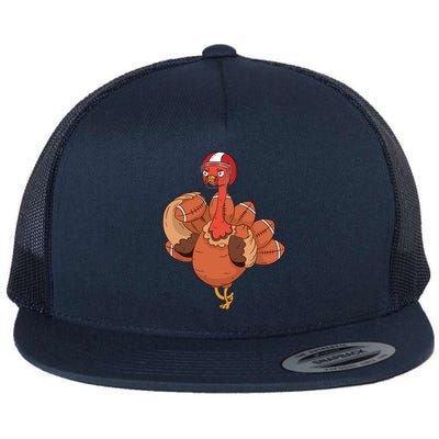 Thanksgiving Turkey And Touchdowns Football Design Gift Flat Bill Trucker Hat