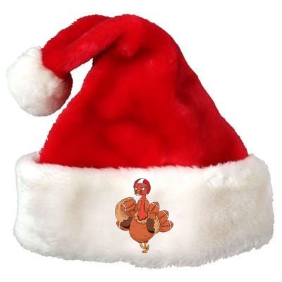 Thanksgiving Turkey And Touchdowns Football Design Gift Premium Christmas Santa Hat