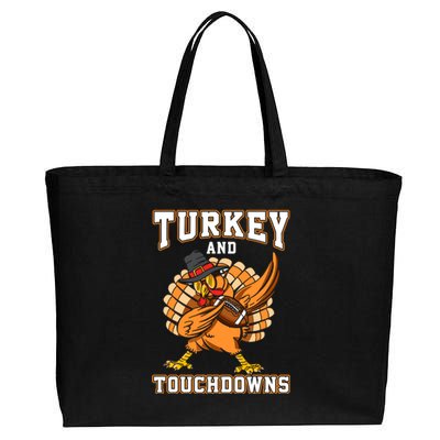 Thanksgiving Turkey And Touchdowns Football Cotton Canvas Jumbo Tote