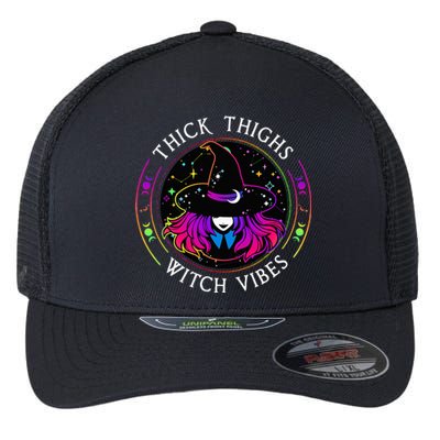 Thick Thighs And Witch Vibes Halloween Costume Witchy Women Flexfit Unipanel Trucker Cap