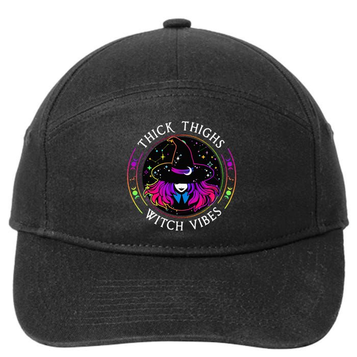 Thick Thighs And Witch Vibes Halloween Costume Witchy Women 7-Panel Snapback Hat