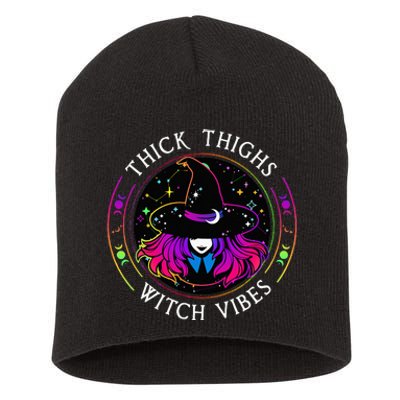 Thick Thighs And Witch Vibes Halloween Costume Witchy Women Short Acrylic Beanie