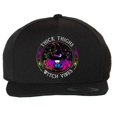 Thick Thighs And Witch Vibes Halloween Costume Witchy Women Wool Snapback Cap