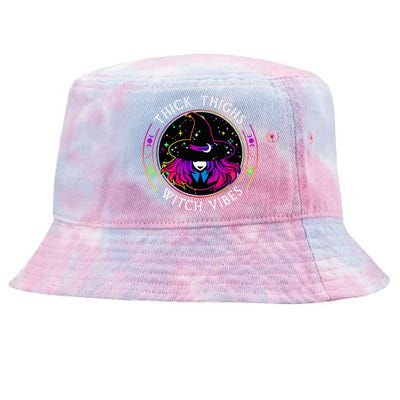 Thick Thighs And Witch Vibes Halloween Costume Witchy Women Tie-Dyed Bucket Hat