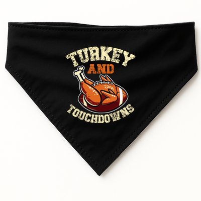 Thanksgiving Turkey And Touchdowns Football USA-Made Doggie Bandana
