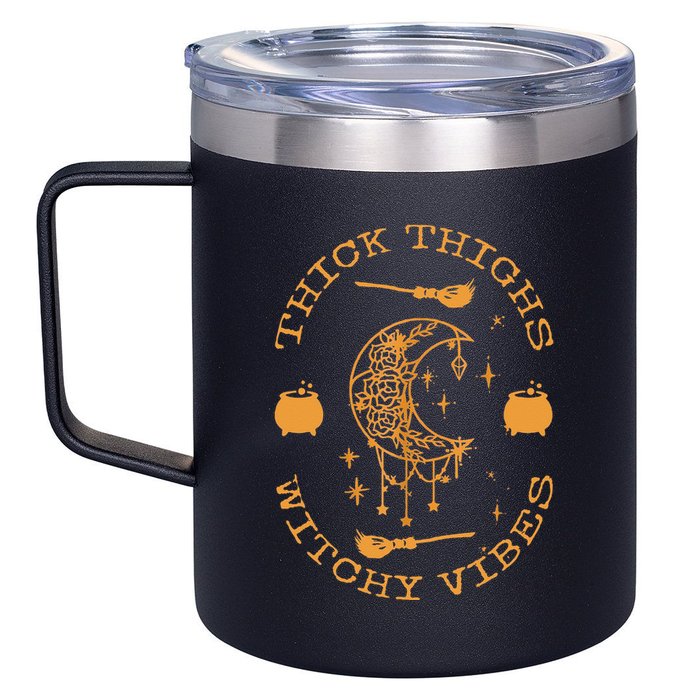 Thick Thighs And Spooky Vibes Thick Thighs And Vibes 12oz Stainless Steel Coffee Mug