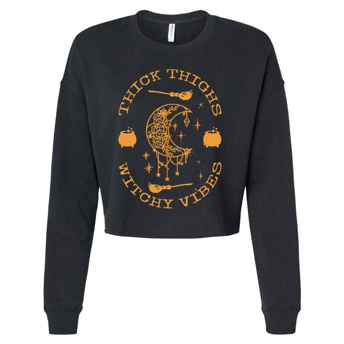 Thick Thighs And Spooky Vibes Thick Thighs And Vibes Cropped Pullover Crew