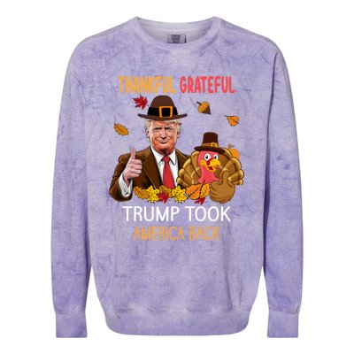 Trump Took America Back Thanksgiving Turkey Thankful Colorblast Crewneck Sweatshirt