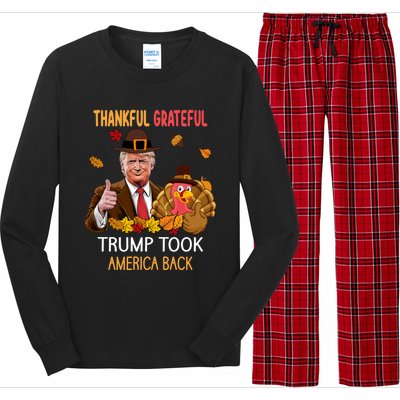 Trump Took America Back Thanksgiving Turkey Thankful Long Sleeve Pajama Set