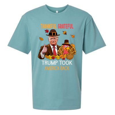 Trump Took America Back Thanksgiving Turkey Thankful Sueded Cloud Jersey T-Shirt