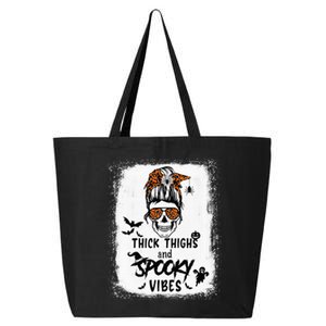 Thick Thighs And Spooky Vibes Bleached Messy Bun Skull 25L Jumbo Tote