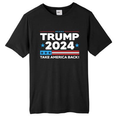 Trump Take America Back 2024 American Flag Politics Tall Fusion ChromaSoft Performance T-Shirt