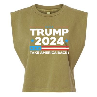 Trump Take America Back 2024 American Flag Politics Garment-Dyed Women's Muscle Tee