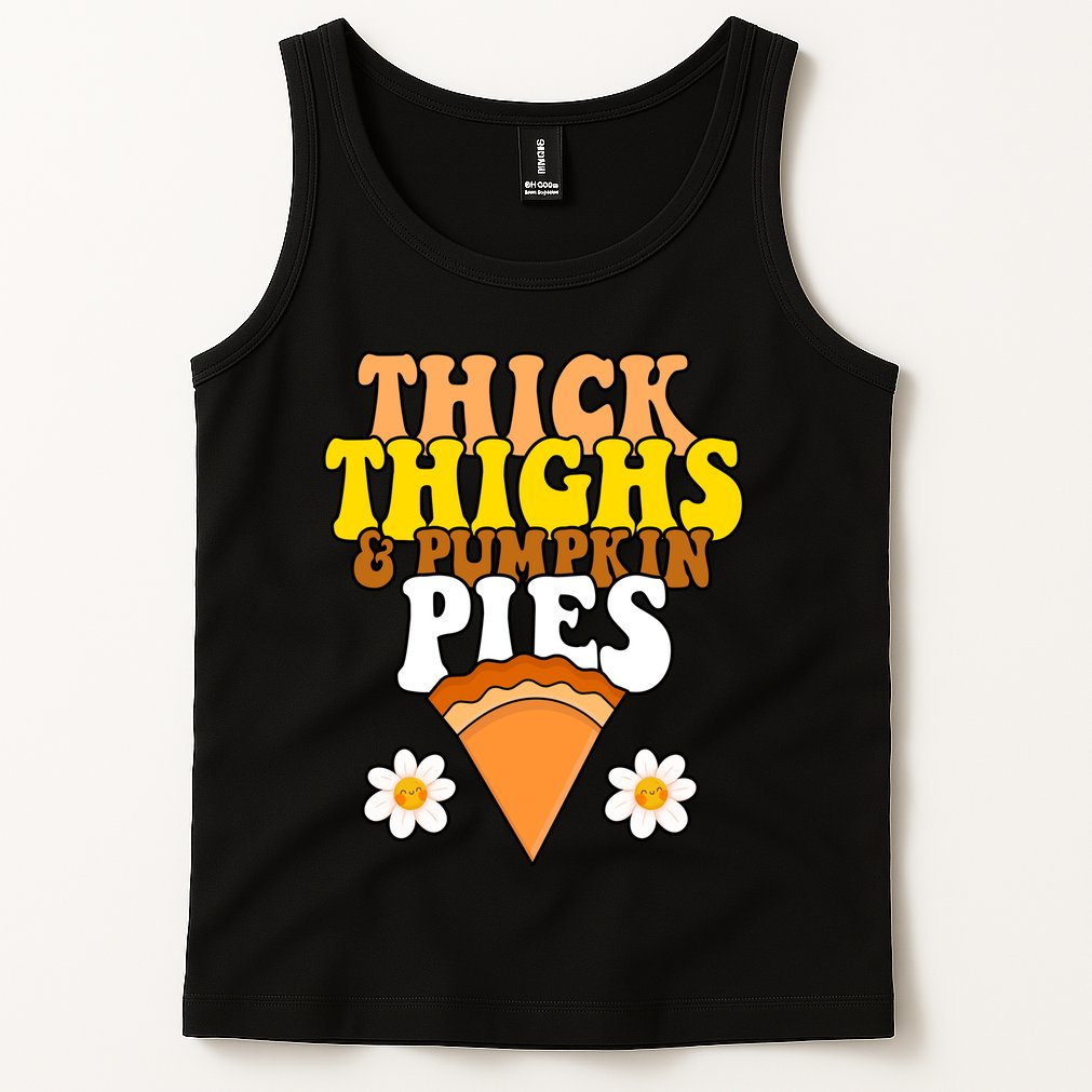 Thick Thighs And Pumpkin Pies Cute Thanksgiving Tank Top