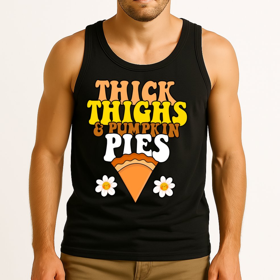 Thick Thighs And Pumpkin Pies Cute Thanksgiving Tank Top