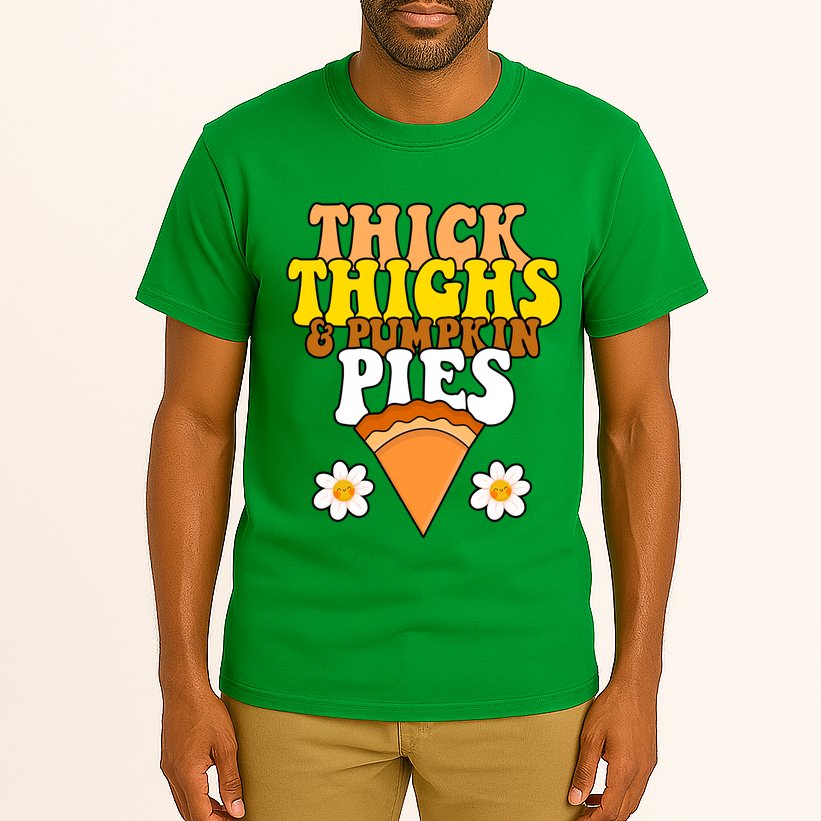 Thick Thighs And Pumpkin Pies Cute Thanksgiving Tall T-Shirt