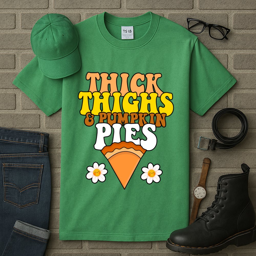 Thick Thighs And Pumpkin Pies Cute Thanksgiving Tall T-Shirt