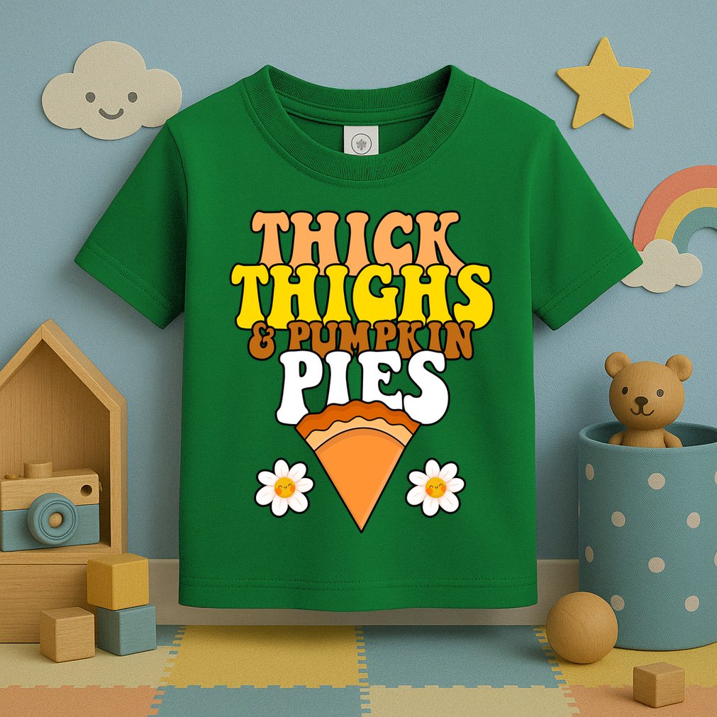 Thick Thighs And Pumpkin Pies Cute Thanksgiving Toddler T-Shirt