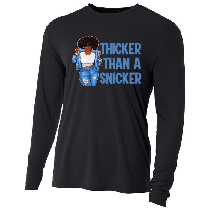 Thicker Than African Afro Queen Snicker Black Woman Melanin Cooling Performance Long Sleeve Crew