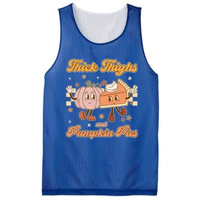 Thick Thighs And Pumpkin Pies Funny Retro Groovy Thanksgiving Cool Gift Mesh Reversible Basketball Jersey Tank