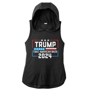 Trump Take America Back 2024 4th Of July America Flag Retro Meaningful Gift Ladies PosiCharge Tri-Blend Wicking Draft Hoodie Tank