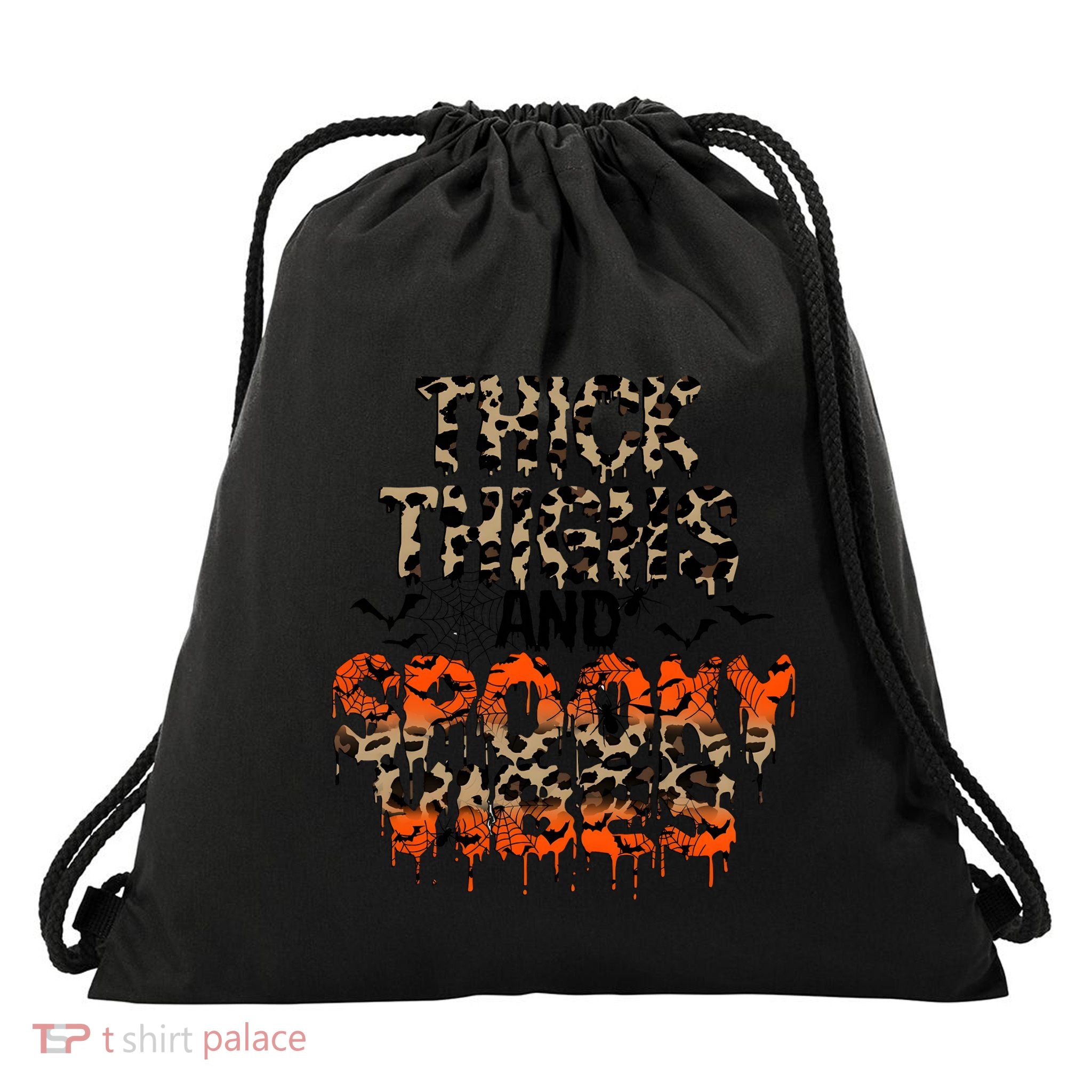 Thick Thighs And Spooky Vibes Drawstring Bag