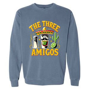 The Three Amigos Tequila Salt Shots Cinco De Mayo Day 2024 Great Gift Garment-Dyed Sweatshirt