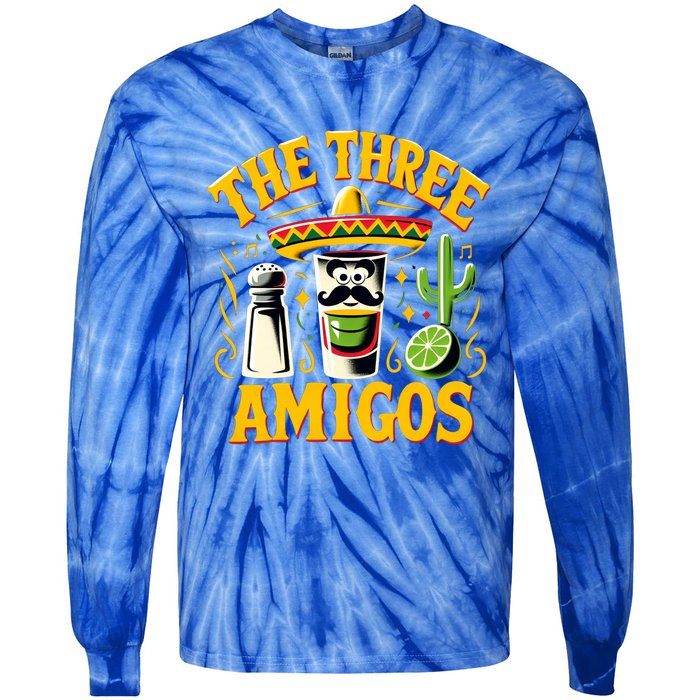 The Three Amigos Tequila Salt Shots Cinco De Mayo Day 2024 Great Gift Tie-Dye Long Sleeve Shirt