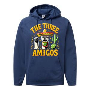 The Three Amigos Tequila Salt Shots Cinco De Mayo Day 2024 Great Gift Performance Fleece Hoodie