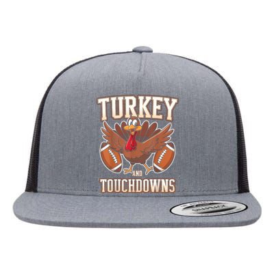 Thanksgiving Turkey And Touchdowns Football Flat Bill Trucker Hat