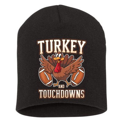 Thanksgiving Turkey And Touchdowns Football Short Acrylic Beanie