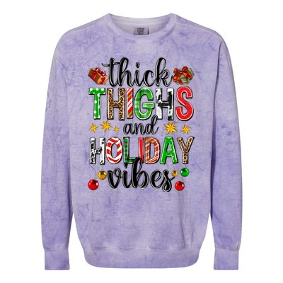 Thick Thighs And Holiday Vibes Christmas Squad Ugly Xmas Gift Colorblast Crewneck Sweatshirt